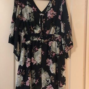 Floral kimono sleeve dress